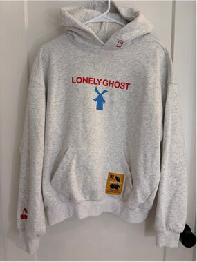 Lonely Ghost x Dutch Bros Collab Heather Gray Hoodie Size Small EUC